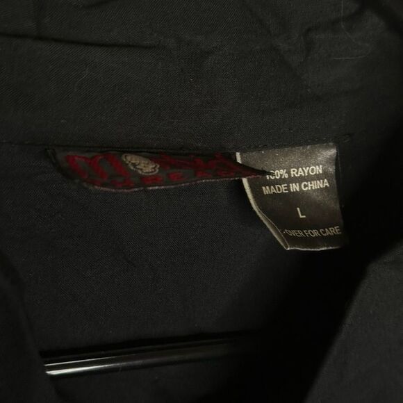 Y2K Morbid Threads Punk Goth Ruffle Long Sleeve Button Down Shirt Large - Picture 5 of 5